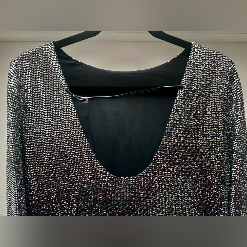 Retail $4800 New Gucci Laminated Lizard Dress With Open Back In Black Silver - Picture 9 of 15